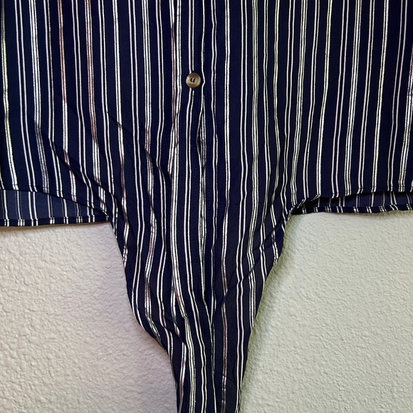 NWT Always Indigo Blue Stripped Button Up Womens Small Created In L.A - Picture 3 of 11